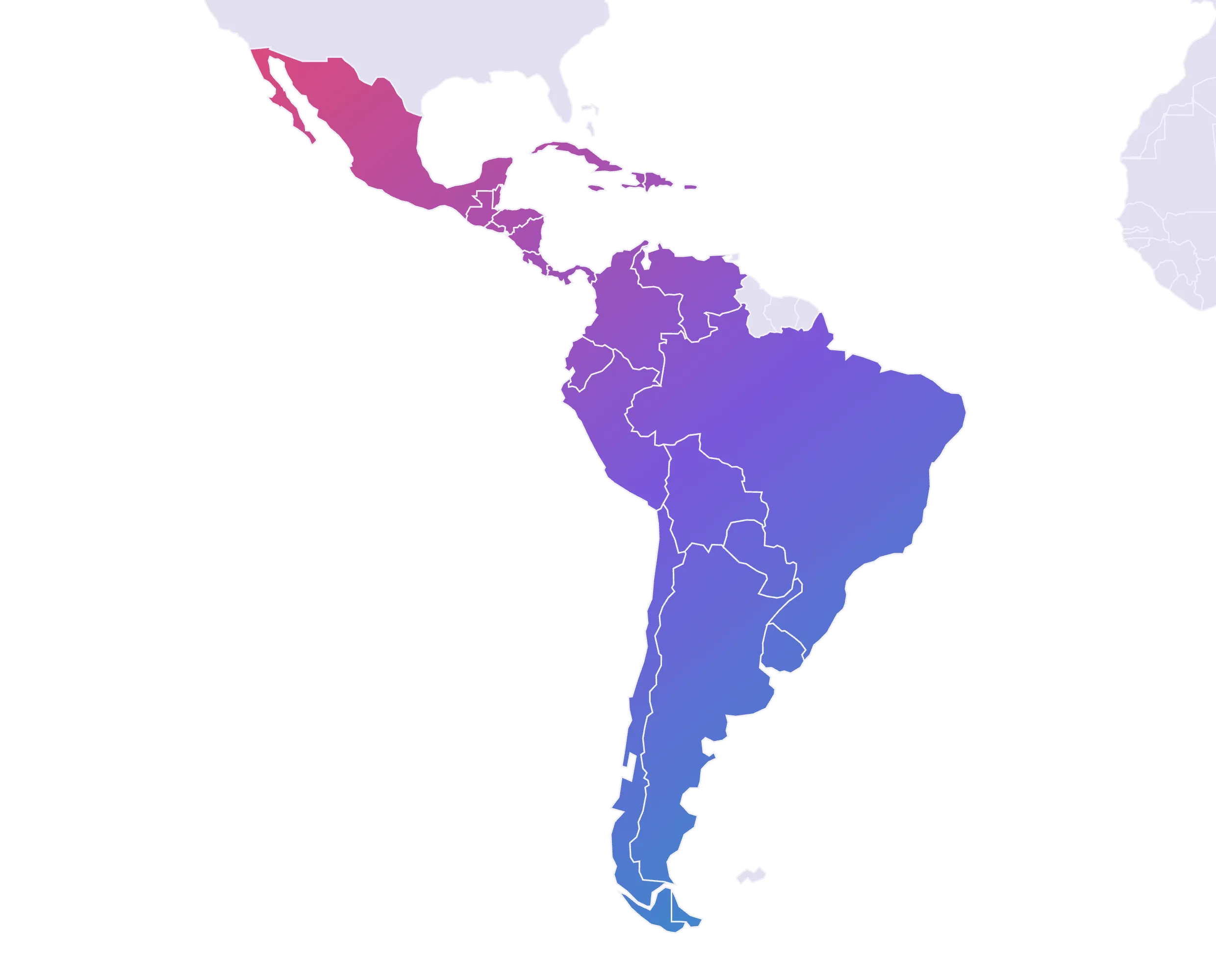 Mapa de Latinoamérica señalando las comunidades geek donde opera GeekVision